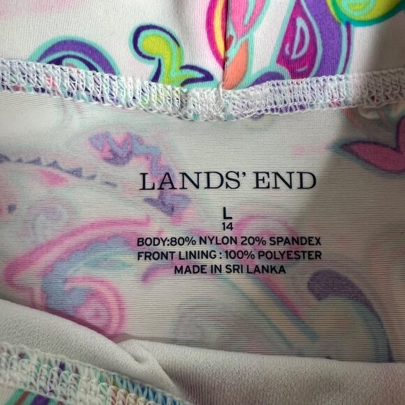 Lands End‎ Girls Rashguard Top Size L Floral Multicolor Short Sleeve - Picture 2 of 4